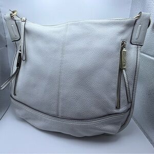 B Makowsky White Leather Shoulder Bag
